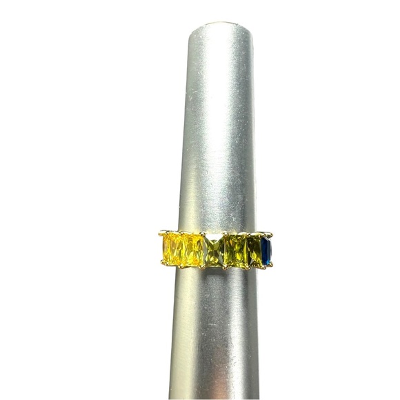 GM CN 925 Sterling Silver 6.5 mm Rainbow CZs Eternity Ring Size 7 Gay Pride New - Picture 5 of 16